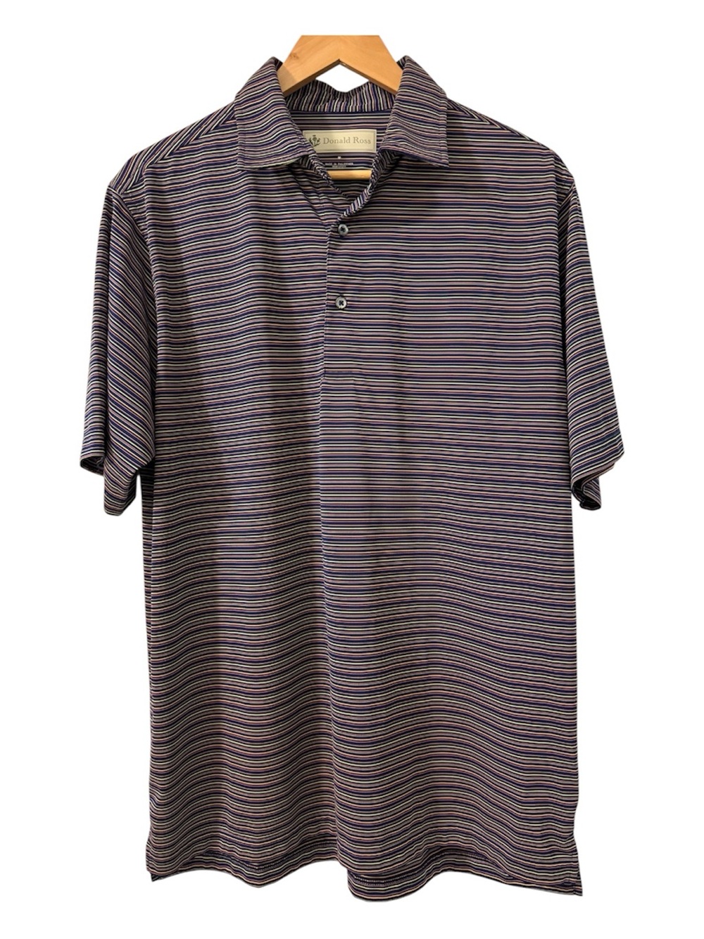Donald Ross Golf Polo Shirt Men’s Medium Navy Multicolor Striped Performance